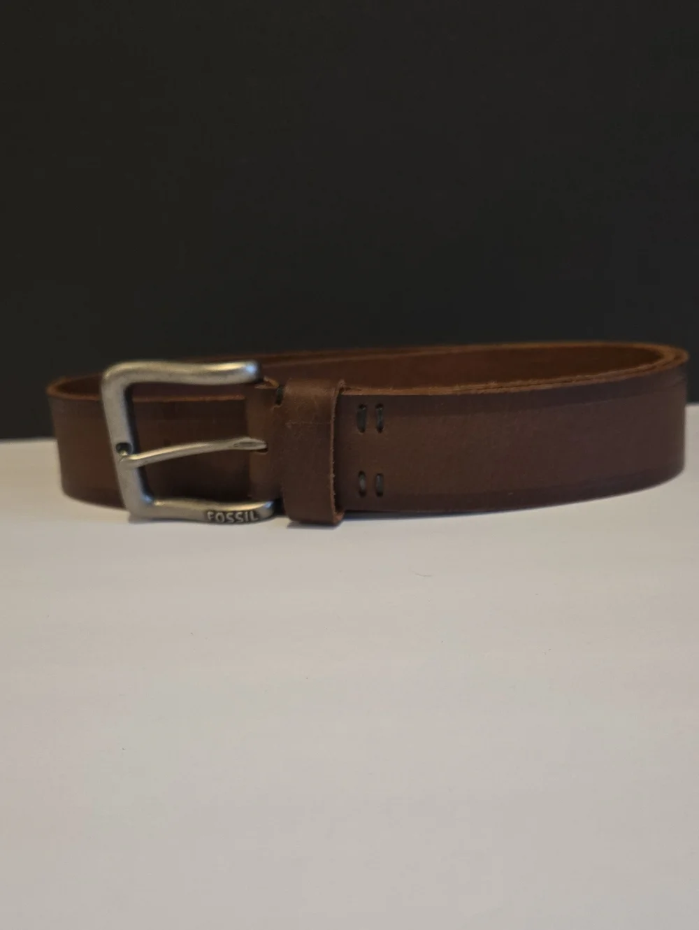 Fossil Men's Brown Leather Belt with Silver Buckle Size 34   D